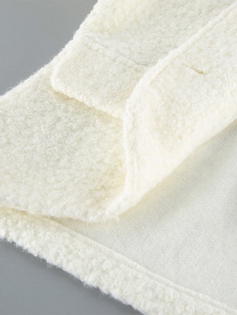 ホワイトブークレ素材のレディースショートジャケット - エレガントなVネック、パフスリーブ、スリムフィットのアウター - フレンチシックな春の装い 2026