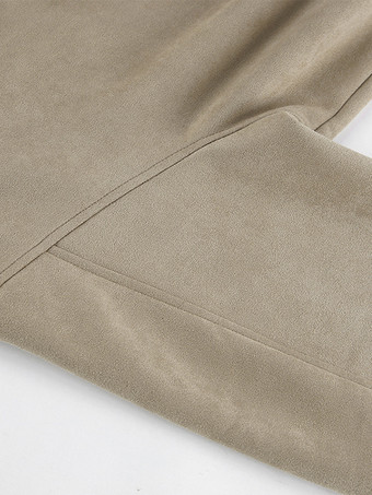 フェイクスエード レディース ボンバージャケット - レトロ ジップアップ ゴム裾 リラックスフィット - 春のカジュアル デイリーウェア 2026