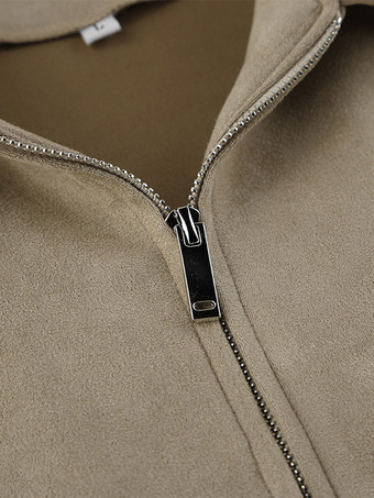 フェイクスエード レディース ボンバージャケット - レトロ ジップアップ ゴム裾 リラックスフィット - 春のカジュアル デイリーウェア 2026