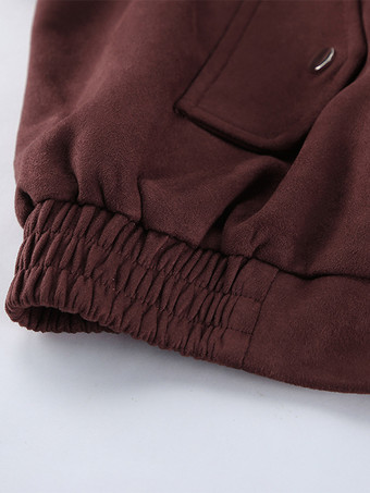 スエードドロップショルダーレディースクロップドジャケット - スタンドカラージップアップスリムフィット - ミニマリスト春カジュアルコーデ2026