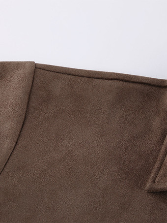 モカスエード レディース クロップドジャケット - ミニマルなジップアップ ポロカラー ボックスフィット - ストリートカジュアル 春のデイリーコーディネート 2026