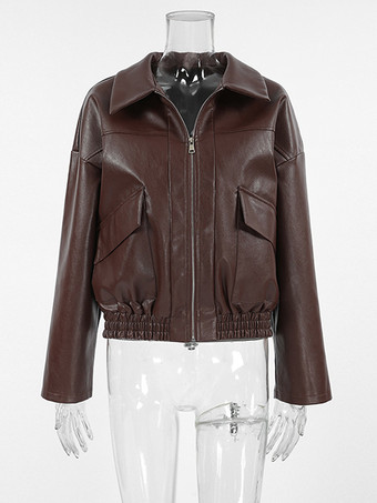 フェイクレザー レディース バイカージャケット - レトロなオーバーサイズ ラペルカラー モトコート - ヴィンテージ ジップアップ ストリートウェア 春のコーディネート 2026