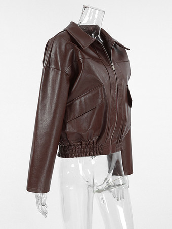 フェイクレザー レディース バイカージャケット - レトロなオーバーサイズ ラペルカラー モトコート - ヴィンテージ ジップアップ ストリートウェア 春のコーディネート 2026