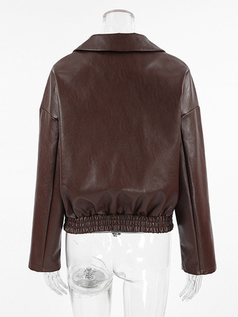 フェイクレザー レディース バイカージャケット - レトロなオーバーサイズ ラペルカラー モトコート - ヴィンテージ ジップアップ ストリートウェア 春のコーディネート 2026