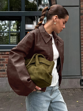 フェイクレザー レディース バイカージャケット - レトロなオーバーサイズ ラペルカラー モトコート - ヴィンテージ ジップアップ ストリートウェア 春のコーディネート 2026