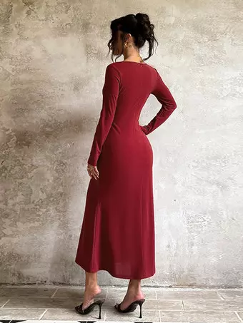 Elegant Burgundy Bodycon Dress For Women - Vintage Corset Waist Long Sleeve Long Dress - Spring Party Gown 2026 - Milanoo.com Elegant Burgundy Bodycon Dress For Women - Vintage Corset Waist Long Sleeve Long Dress - Spring Party Gown 2026 - Milanoo.com