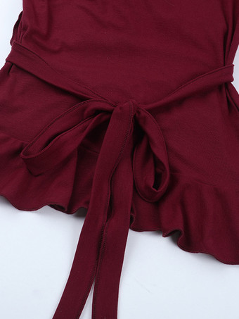 ロマンチックなフリル付きレディースラップトップ - Vネック長袖 - コケットな雰囲気の春のデートナイトウェア 2026