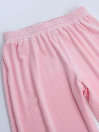 ピンクのレディース2ピーストラックスーツ - トレンディなジップアップクロップドパーカーとストレートパンツ - Y2Kベロアスタイル春のラウンジウェア2026