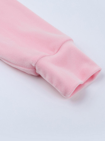 ピンクのレディース2ピーストラックスーツ - トレンディなジップアップクロップドパーカーとストレートパンツ - Y2Kベロアスタイル春のラウンジウェア2026