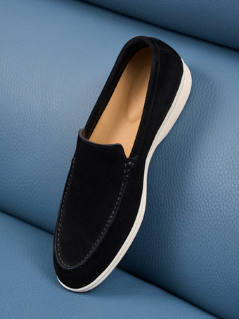 スエード メンズ カジュアル ローファー 本革 ラウンドトゥ スリッポンシューズ