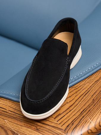 スエード メンズ カジュアル ローファー 本革 ラウンドトゥ スリッポンシューズ