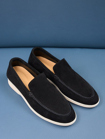 スエード メンズ カジュアル ローファー 本革 ラウンドトゥ スリッポンシューズ