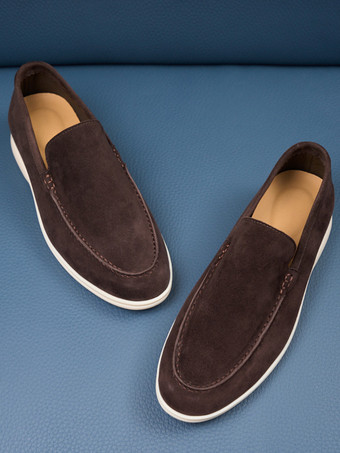 スエード メンズ カジュアル ローファー 本革 ラウンドトゥ スリッポンシューズ