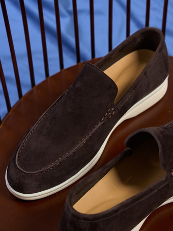 スエード メンズ カジュアル ローファー 本革 ラウンドトゥ スリッポンシューズ