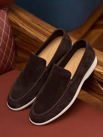 スエード メンズ カジュアル ローファー 本革 ラウンドトゥ スリッポンシューズ