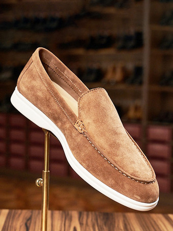 スエード メンズ カジュアル ローファー 本革 ラウンドトゥ スリッポンシューズ