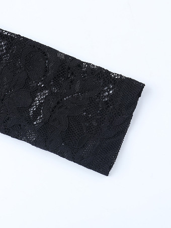 オフショルダーレースパッチワークマキシドレス（レディース） - ブラックゴシックシースルー袖ボディコンガウン - 2026年春のガラパーティー衣装