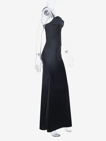 スパゲッティストラップコルセットマキシドレス（女性用） - ブラックのエレガントなボディコンガウン - 春の夜の結婚式ゲスト向け 2026