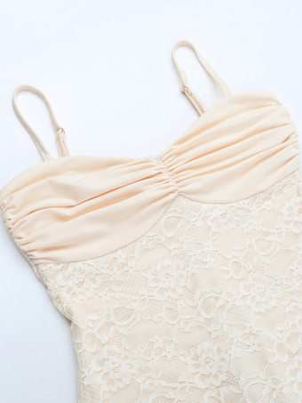 美しいレースのマキシドレス（女性用） - アプリコットカラーのギャザー入りボディコンガウン - 夏の結婚式ゲストパーティーウェア 2026