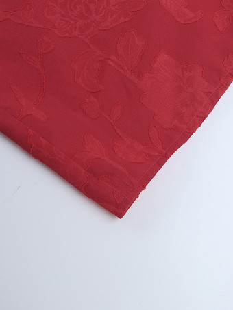 赤い花柄ジャカードマキシドレス（女性用） - ロマンチックなスリムフィットキャミドレス - 夏のデートナイトコーデ 2026