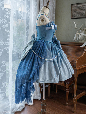 スウィートロリータドレス リボン パールチェーン サイドリボン JSK ロリータドレス