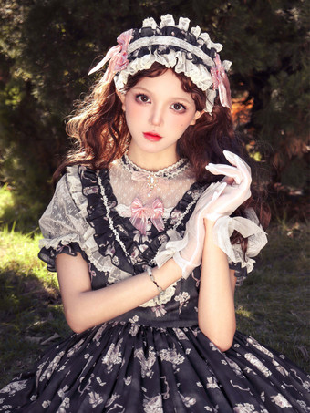 スウィートロリータドレス ピンク 半袖 ワンピース 花柄フリル ロリータドレス 夏用