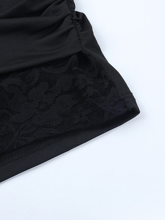 オフショルダーレースパッチワークミニドレス（女性用） - サイドドレープボディコン - 2026年春のクラブナイト衣装