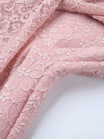 ピンクのフェアリーコアレースジャンプスーツ（レディース） - フロントタイフレアレッグロンパース - 夏のロマンチックなデートナイトパーティーウェア 2026