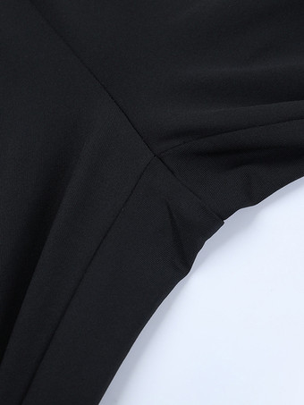 レースアップフレアジャンプスーツ（レディース） - ブラックゴシックフローラルレース長袖ボディコンロンパース - 2026年春のパーティクラブウェア