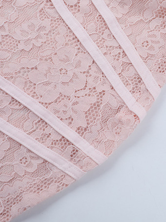 ピンクのコルセット風レーストップス（女性用） - エレガントな長袖ハートネックビスチェブラウス - 春の夜のお出かけにぴったりのクラブウェア 2026