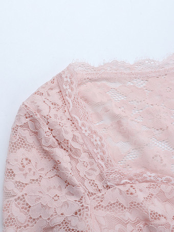 ピンクのコルセット風レーストップス（女性用） - エレガントな長袖ハートネックビスチェブラウス - 春の夜のお出かけにぴったりのクラブウェア 2026