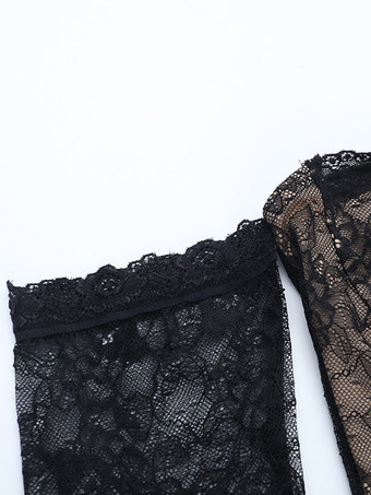 レースコルセットドレス（女性用） - ブラック オフショルダー 長袖 ボディコン ミニドレス - 春のクラブウェア イブニングパーティー 2026