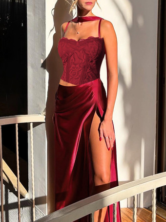 コルセット風レースマキシドレス（女性用） - ドレープギャザーボディコンガウン - 2026年春のイブニングパーティー衣装