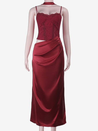 コルセット風レースマキシドレス（女性用） - ドレープギャザーボディコンガウン - 2026年春のイブニングパーティー衣装