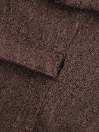 レースラップVネックブラウス（レディース） - ブラウン ヴィンテージ 長袖 スリムフィット クロップドトップス - 春のカジュアルデイリーウェア 2026