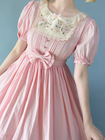 クラシックロリータドレス ポリエステル 半袖 ラベンダーロリータドレス