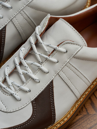 メンズカジュアルシューズ ラウンドトゥ パッチワーク レースアップシューズ