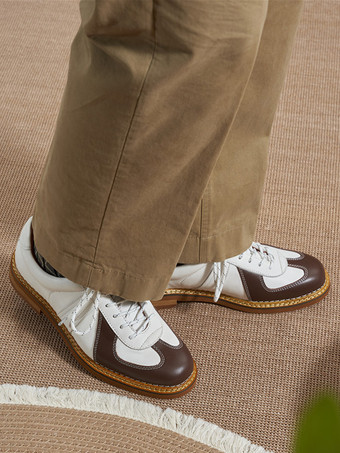 メンズカジュアルシューズ ラウンドトゥ パッチワーク レースアップシューズ