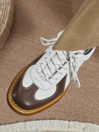 メンズカジュアルシューズ ラウンドトゥ パッチワーク レースアップシューズ