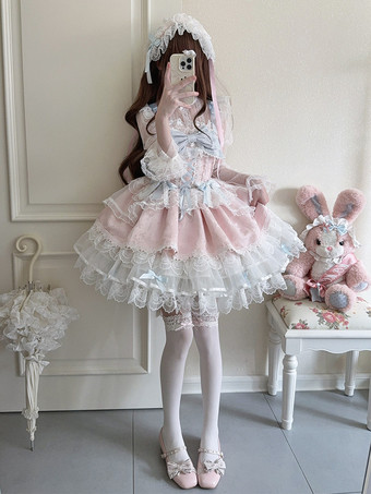 スウィートロリータドレス バックリボン バンデージ JSK ショートロリータドレス