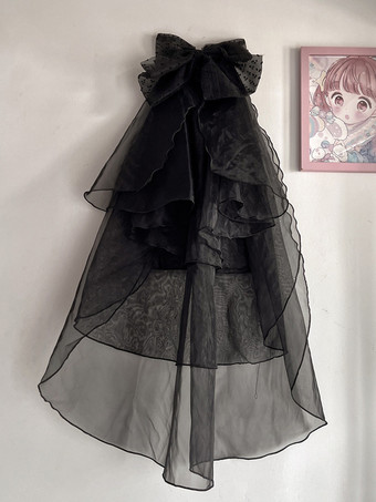 ブラック ティーパーティーや結婚式に最適な白いロリータヘッドドレスベール、ロリータアクセサリー