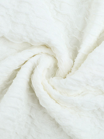 テクスチャードミニドレス（女性用） - クリームホワイト、コケット風、フリルカフ、ボディコン - 夏のビーチデートナイト 2026