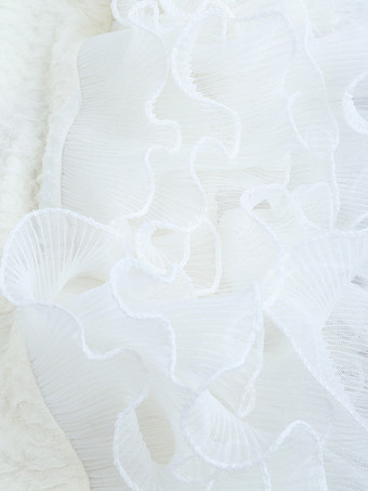 テクスチャードミニドレス（女性用） - クリームホワイト、コケット風、フリルカフ、ボディコン - 夏のビーチデートナイト 2026