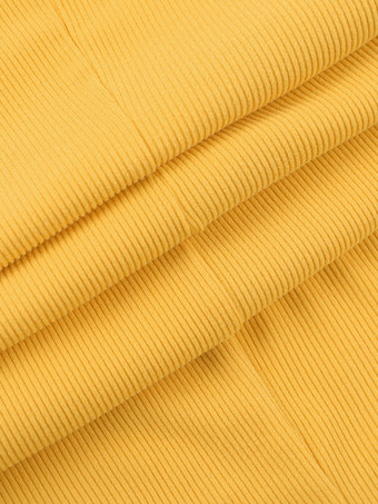 花柄ラインストーンリブ編みワンピース（レディース） - イエロー長袖スクエアネックボディコンミニドレス - 2026年春カジュアルストリートウェア