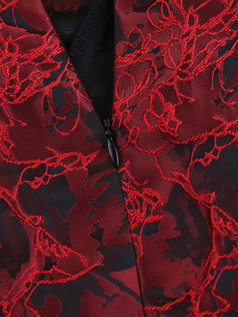 花柄ジャカードオフショルダーミニドレス（女性用） - バーガンディAラインドレス - 夏のプロム、誕生日パーティー、2026年