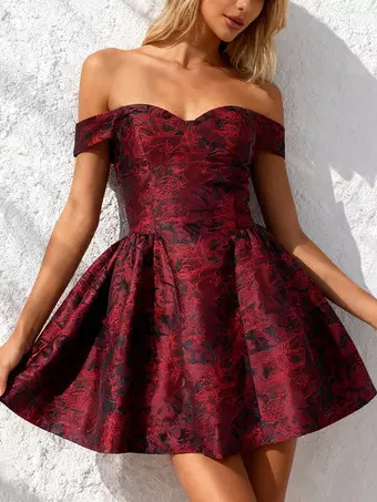 burgundy mini dress formal Yaz Pleated Mini Dress