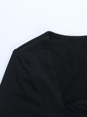 レーススクエアネックミニドレス（レディース） - ブラックゴシックフリルレイヤード長袖ボディコン - 春のナイトアウトクラブウェア 2026