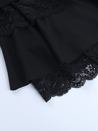 レーススクエアネックミニドレス（レディース） - ブラックゴシックフリルレイヤード長袖ボディコン - 春のナイトアウトクラブウェア 2026