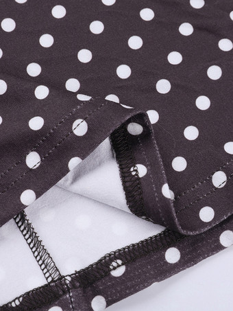 水玉模様のレディースミニドレス - チョコレートブラウンのヴィンテージVネック長袖ボディコン - 2026年春のバケーションパーティー