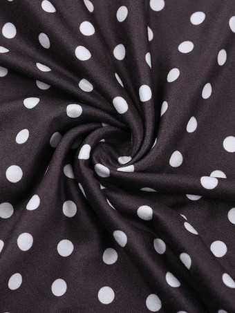 水玉模様のレディースミニドレス - チョコレートブラウンのヴィンテージVネック長袖ボディコン - 2026年春のバケーションパーティー